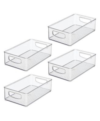 Stackable Pantry Storage Bin with Handles, Set of 4