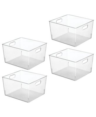 Plastic Household Cubby Storage Organizer Container Bin - 4 Pack - Clear, USA Made