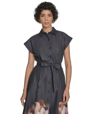 Petite Placement Print Short Sleeve Shirtdress