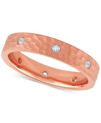 Diamond Studded Textured Band (1/4 ct. t.w.) in Platinum or 14k Gold