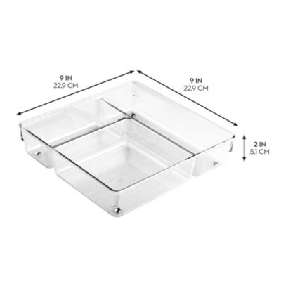 3-Section Plastic Drawer Organizer - Set of 6 - Clear