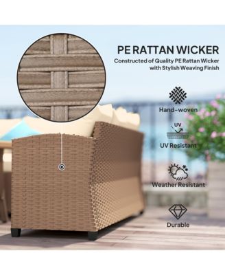 Patio Furniture Sectional Sofa w/ Ottomans & Table,