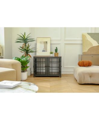 Heavy Duty Wood Dog Crate Pet Kennels Table Furniture with Tray & Lockable Door