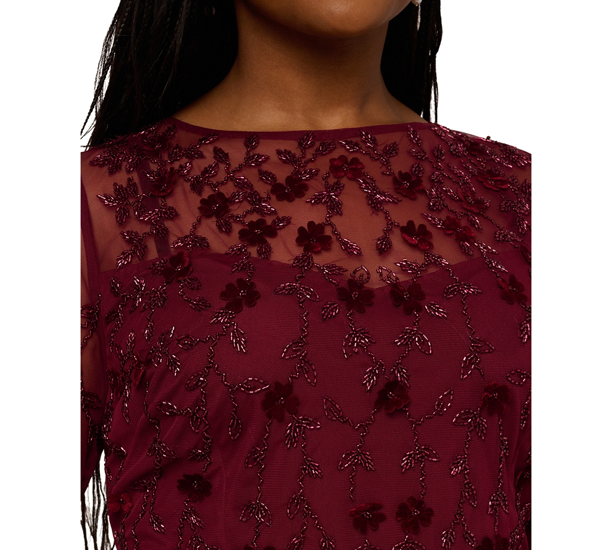 Adrianna Papell Plus Size Bead Velvet Sheath Dress In Brown