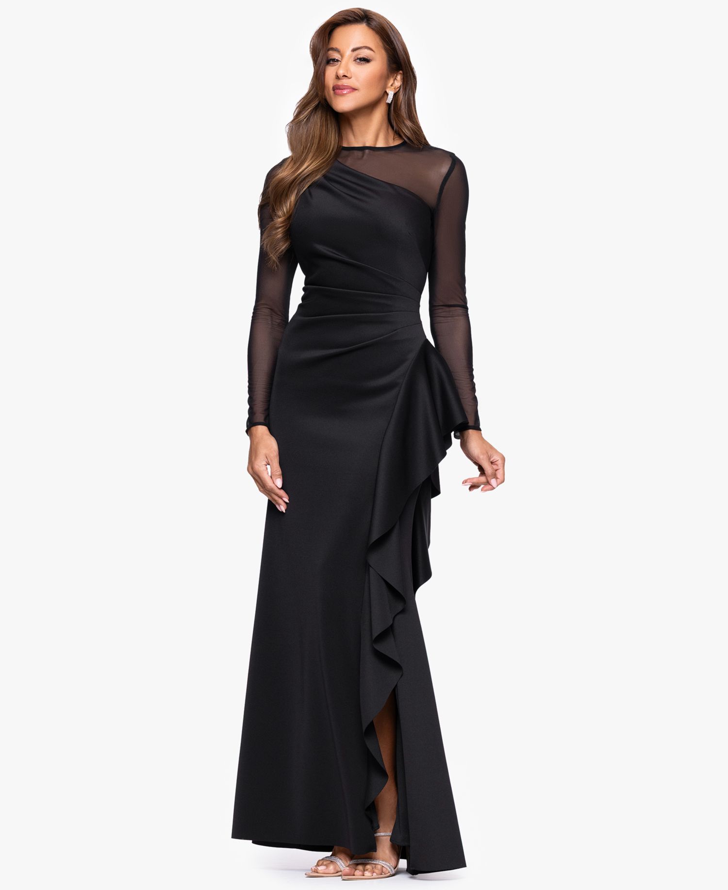 Petite Crew Neck Long Sleeve Dress