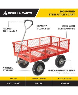 800 Pound Capacity Heavy Duty Steel Mesh Utility Wagon Cart