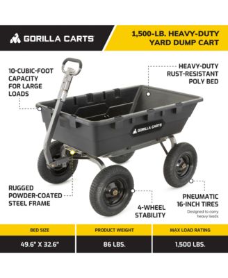 Heavy Duty Poly Yard Dump Cart Garden Wagon with 16 Inch Tires
