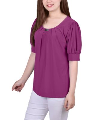 Petite Short Sleeve Balloon Sleeve Top