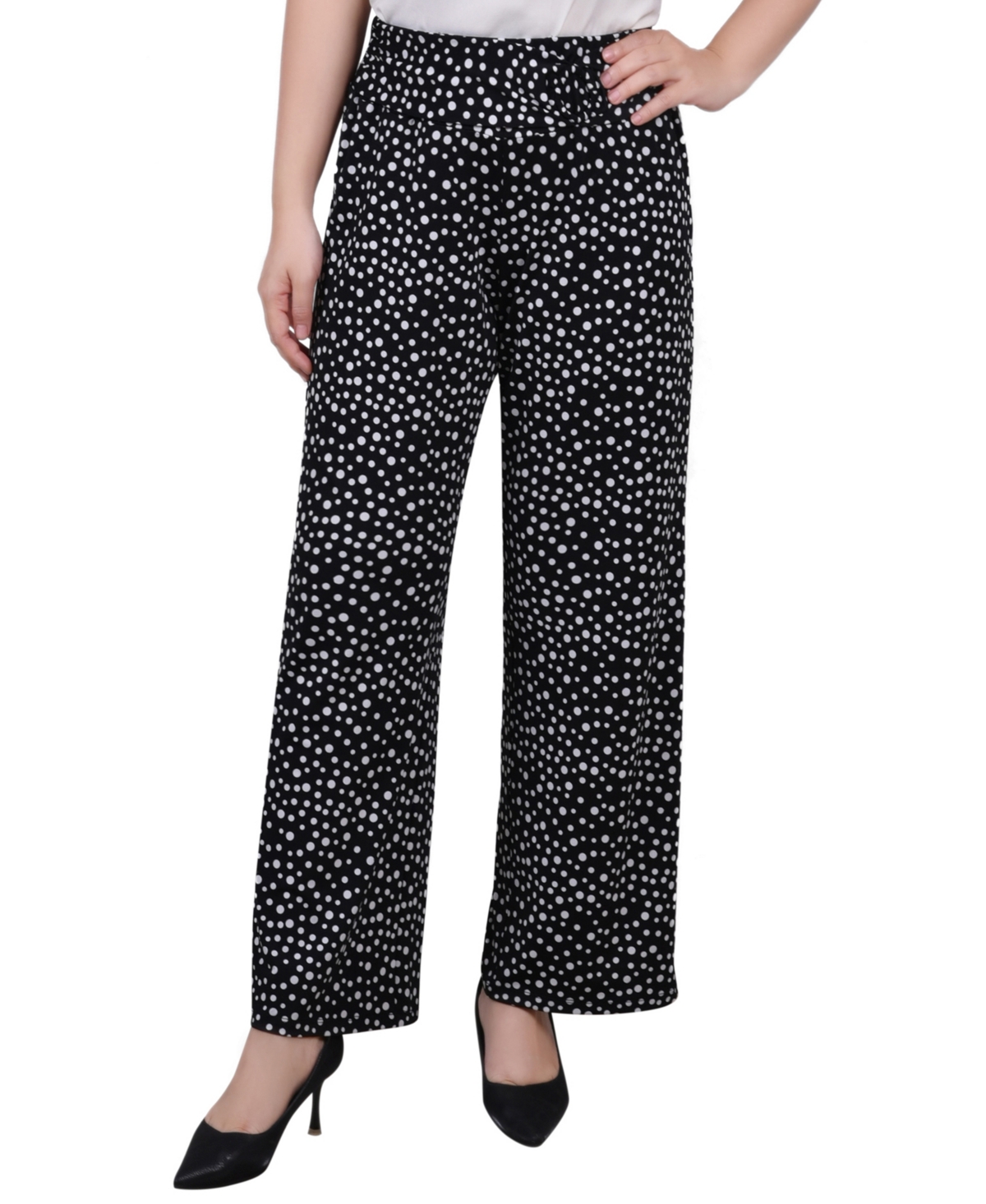 Ny Collection Petite Cropped Pull On Pants In Black