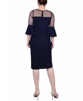 Petite Illusion Neck Scuba Dress