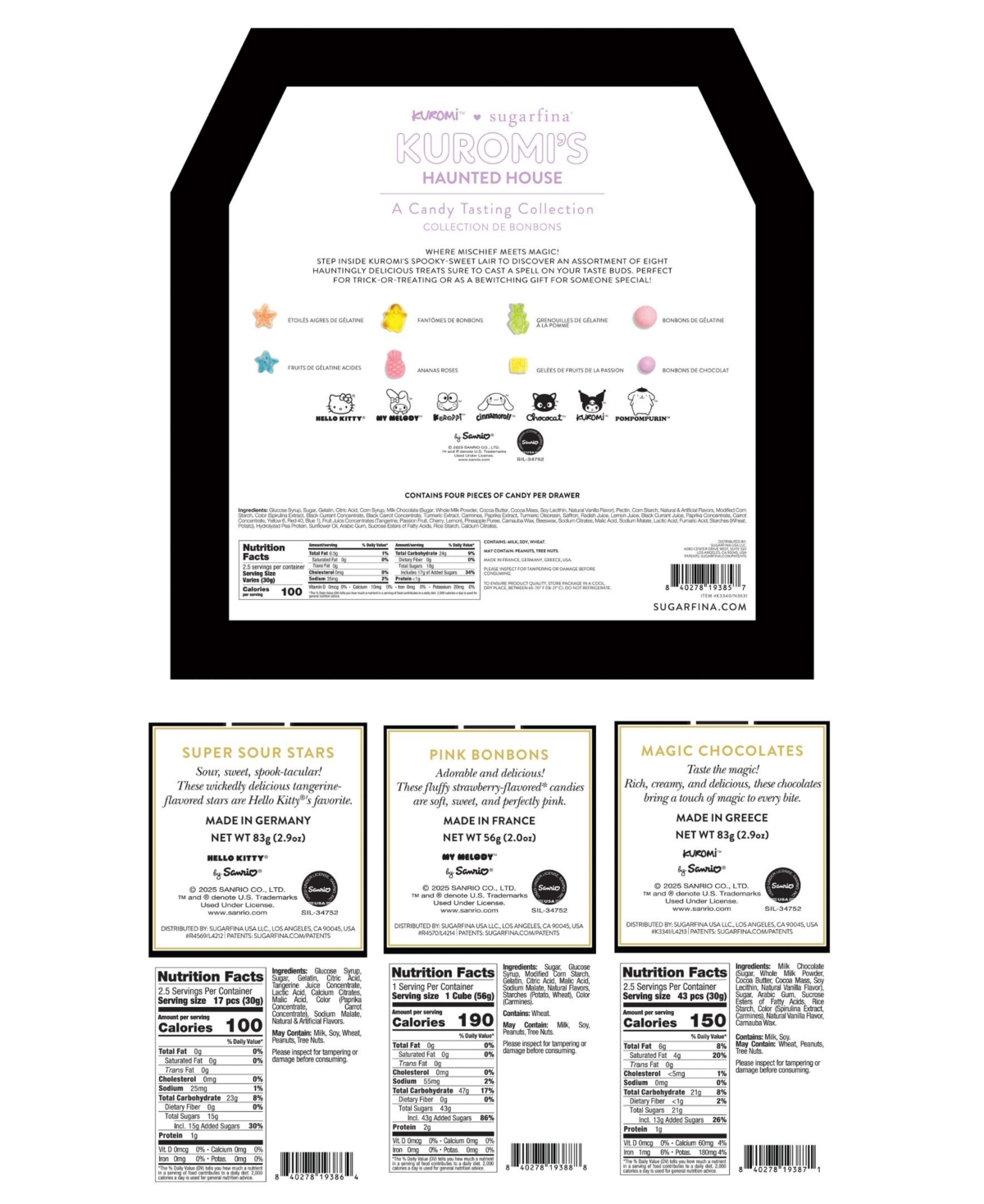Sugarfina Kuromi Haunted House Tasting Collection And Sanrio Candy Cube Bundle In Multi