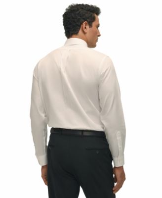 Men's Regular Fit Non-Iron Spread Collar Solid Pinpoint Dress Shirt