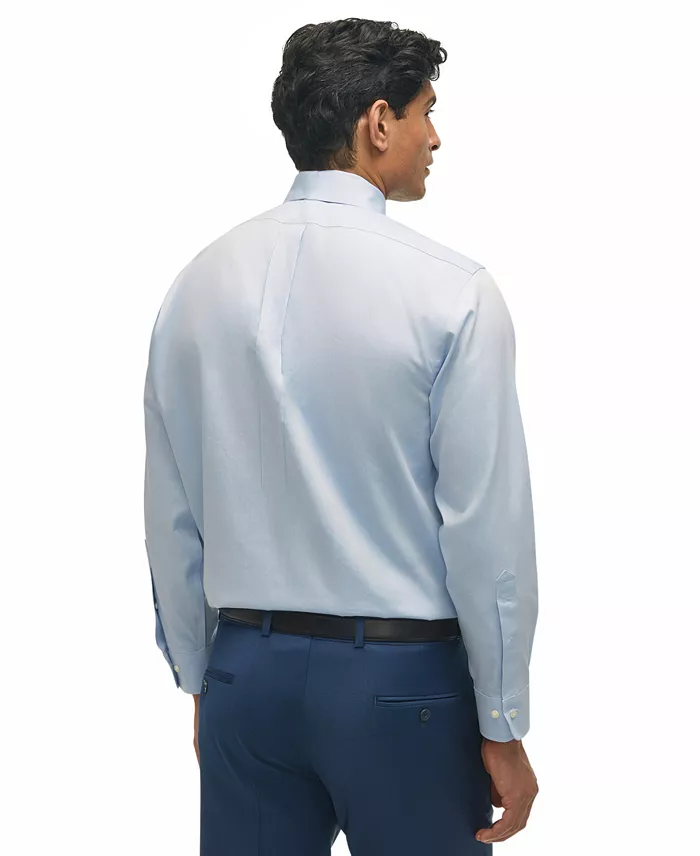 Men’s Regular Fit Non-Iron Polo Button-Down Collar Solid Pinpoint Dress Shirt - thumbnail 7