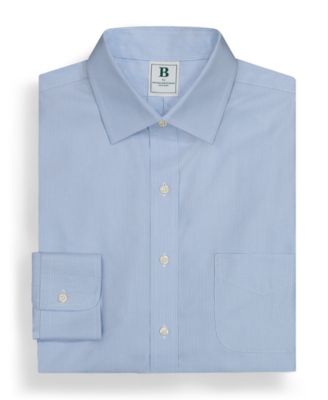 Men's Regular Fit Non-Iron Spread Collar Micro-Houndstooth Pinpoint Dress Shirt