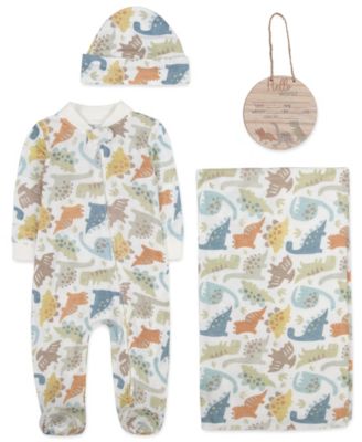 Baby Essentials - Baby Boys 4-Piece Dinosaur Layette Set