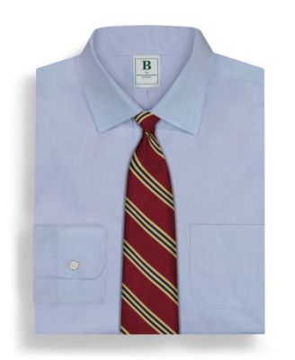 Men's Regular Fit Non-Iron Spread Collar Solid Pinpoint Dress Shirt