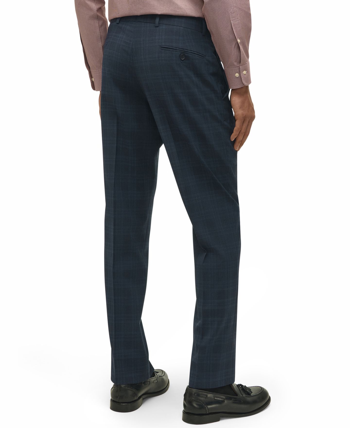 Мужские брюки Brooks Brothers Classic-Fit Stretch Wool Blend Suit Pant, цвет: Тёмно-синий клетчатый — фото 2