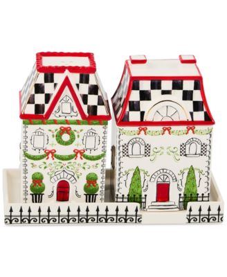 MacKenzie-Childs - Holly Village Ceramic Salt & Pepper Set