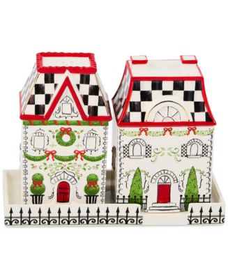 MacKenzie-Childs Holly Village Ceramic Salt & Pepper Set - Macy's