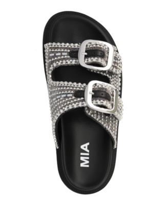 Women's Thora Double Buckle Stone Detailed Slide Sandals
