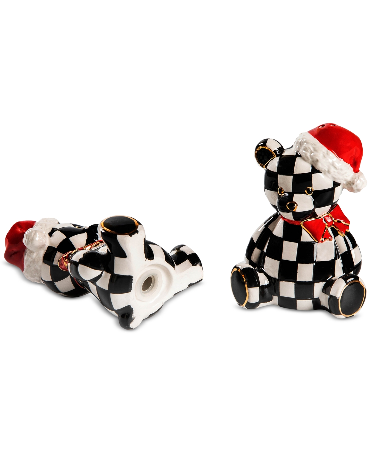 Mackenzie-childs Courtly Santa Bear Salt & Pepper Set In Multi