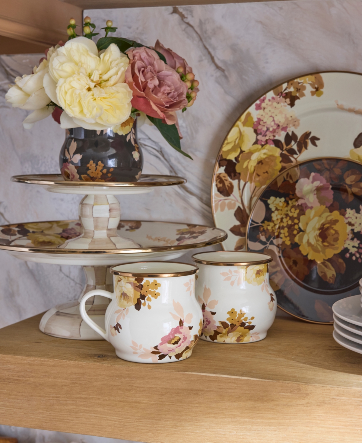 Mackenzie-Childs Wild Rose White Mug