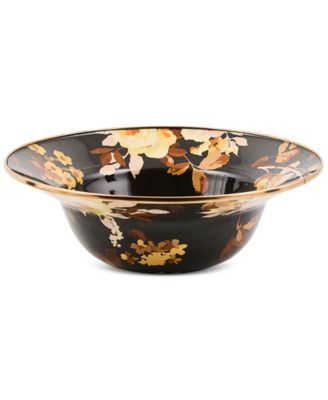 MacKenzie-Childs - Wild Rose Brown Enameled Serving Bowl