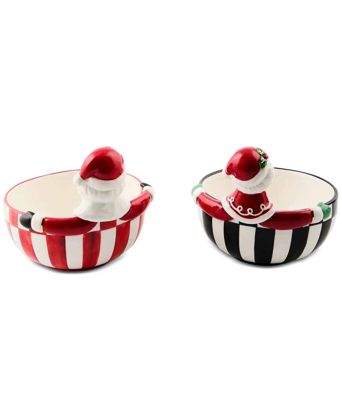 Mackenzie-childs Mackenzie Childs Check It Out Set Of 2 Snack Bowls In Multi