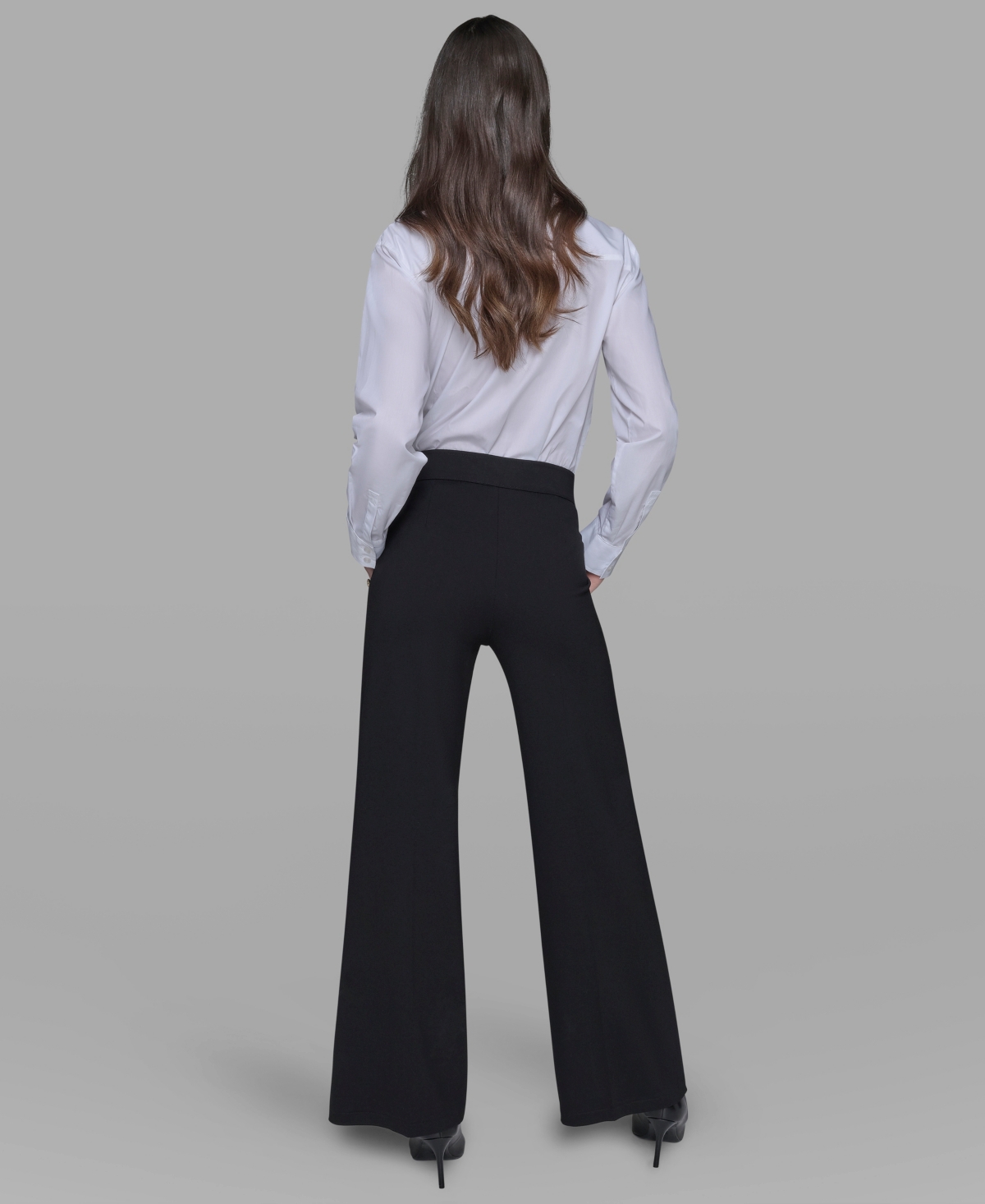 Karl Lagerfeld Womens Side Button Wide Leg Ponte Pants P Xs Xl In Black