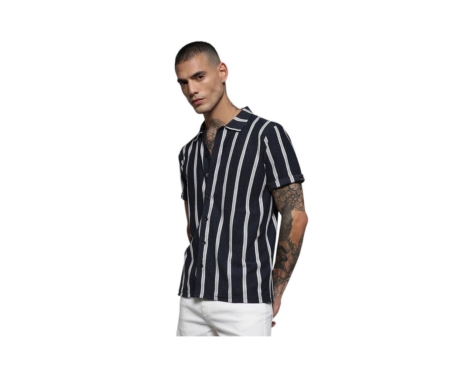 Men's Contrast Halo Striped Shirt
