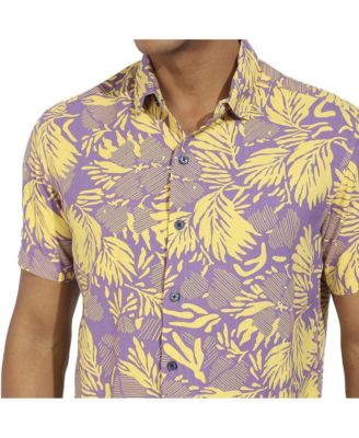 Men's Lavender & Yellow Contrast Foliage Shirt