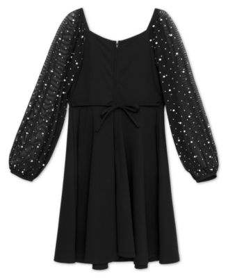 Big Girls Knee Length Long Sleeve Round Neck Dress