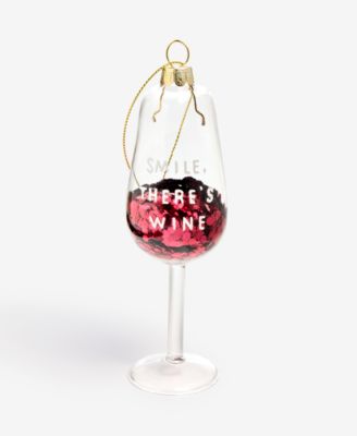 Burgundy Sequin Wine Glass Ornament, Macy's Exclusive