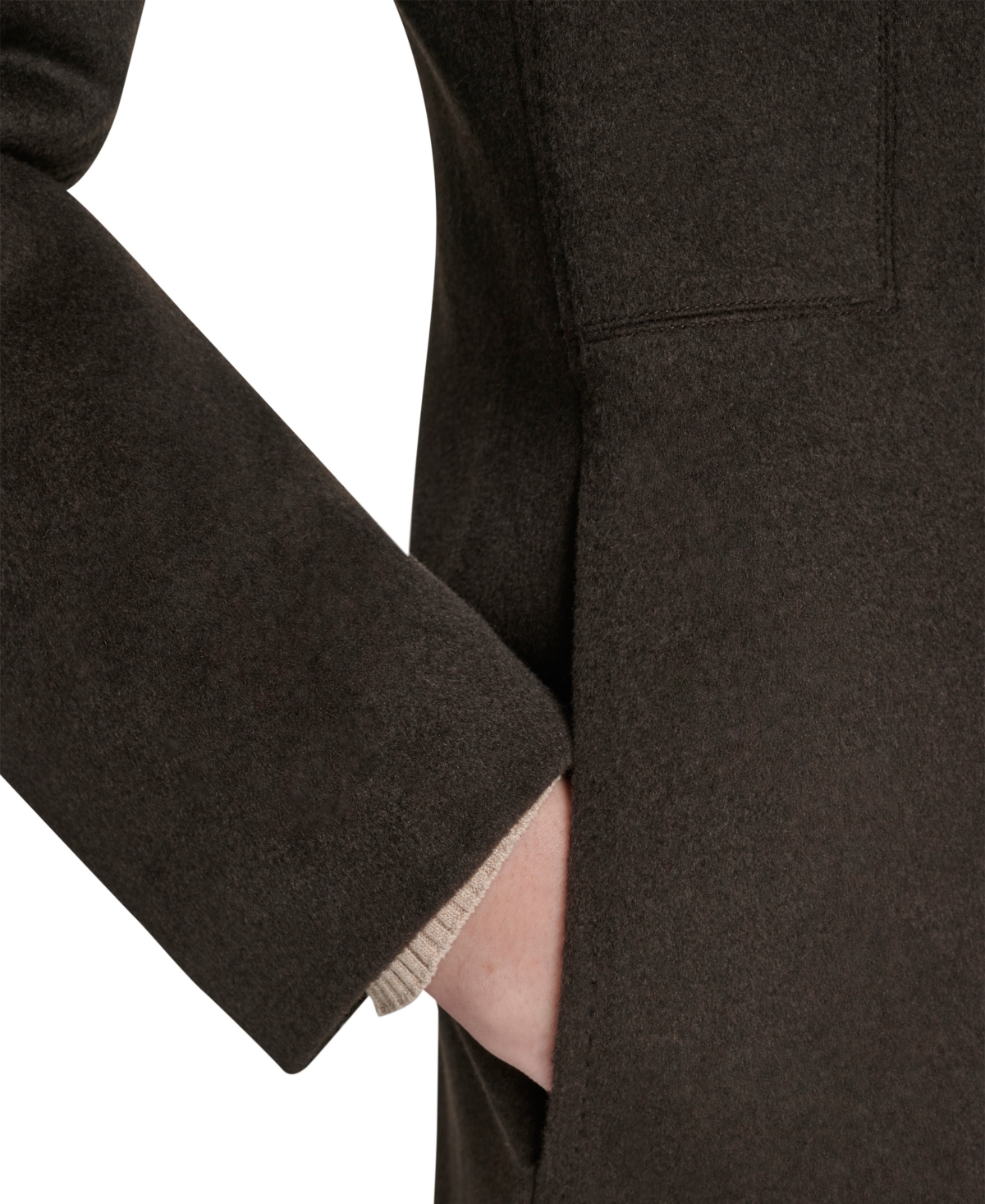 Calvin Klein Womens Single-breasted Wool Blend Coat In Black