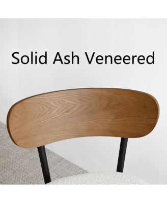 5 Pc. MDF Top Boucle Upholstered Pedestal Base Modern Round Table Dining Room Set