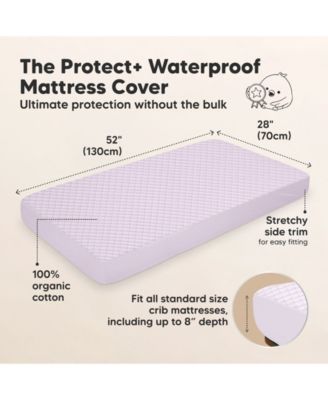 2-Pack Protect+ Waterproof Crib Mattress Protector Covers, Quin Quilted Cotton Baby Mattress Topper, Toddler Crib Sheets