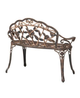 Metal Finish Garden Bench with Backrest for Comfortable Outdoor Seating