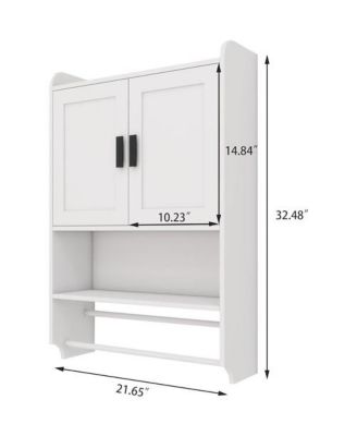 Wall-Mounted Bathroom Cabinet with Towel Bar and Open Storage Shelf