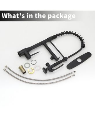 Spring Single-Handle Pull Down Sprayer Kitchen Faucet, Commercial High Goosenck Kitchen Sink Faucet in Brushed Nickel