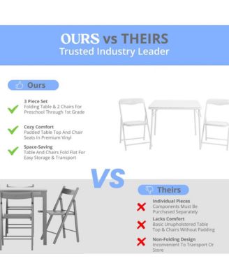 Kids 3 Piece Folding Table And Chair Set - Kids Activity Table Set