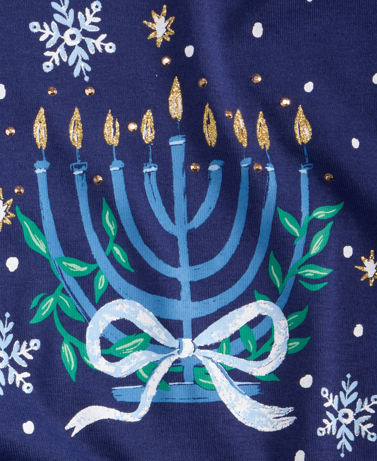 Holiday Lane Petite Menorah Long-Sleeve Tee, Macy's Exclusive