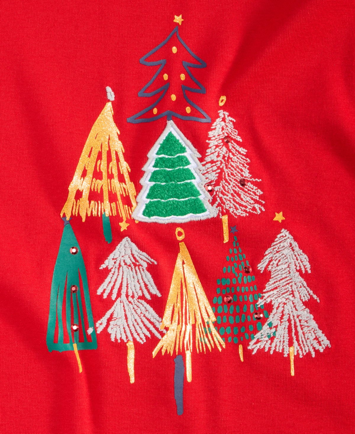 Holiday Lane Women's Festive Trees Long-Sleeve Top, Macy's Exclusive