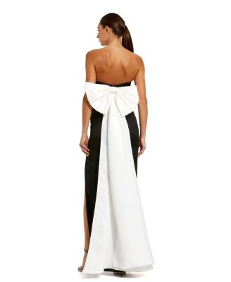 Women's Satin Strapless Bustier Gown With Oversized Bow
