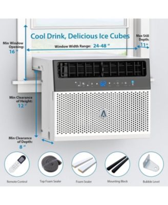 8,000 BTU Window Air Conditioner - Dehumidify & Fan Modes, Quiet, Easy to Install, Remote Control Included, Saddle-Style Design