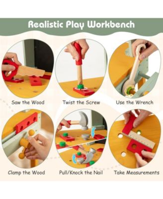 Wooden Kids Workbench Toy with Tools, Blackboard, and Storage for Ages 3–8