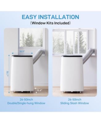 14,000 BTU Portable Air Conditioner - Efficient Cooling, Window Vent Kit & Remote Included, Dark Grey, Cools Rooms up to 750 Sq. Ft