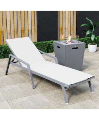 Grey Aluminum Outdoor Patio Chaise Lounge Chair With Arms