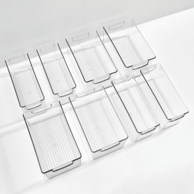 Plastic Stackable Pantry Bins with Handles, 8 Pack, Clear, Made in USA