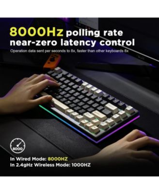 RT80 Rapid Trigger Hall Effect Magnetic Gaming Keyboard, 8K Polling Rate,75% Layout,BT/2.4GHz/Wired,RGB Backlit,Hot Swap,Adjustable Actuation Wireless
