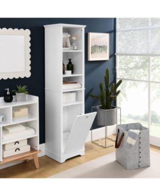 64 Inch Tall Storage Cabinet with Laundry Hamper, 4 Adjustable Shelves & Hidden Space for Bathroom, Home - White